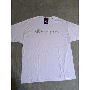 Champion Script Logo T Shirt Men's XXL  Light Purple Short Sleeve Activewear NWT